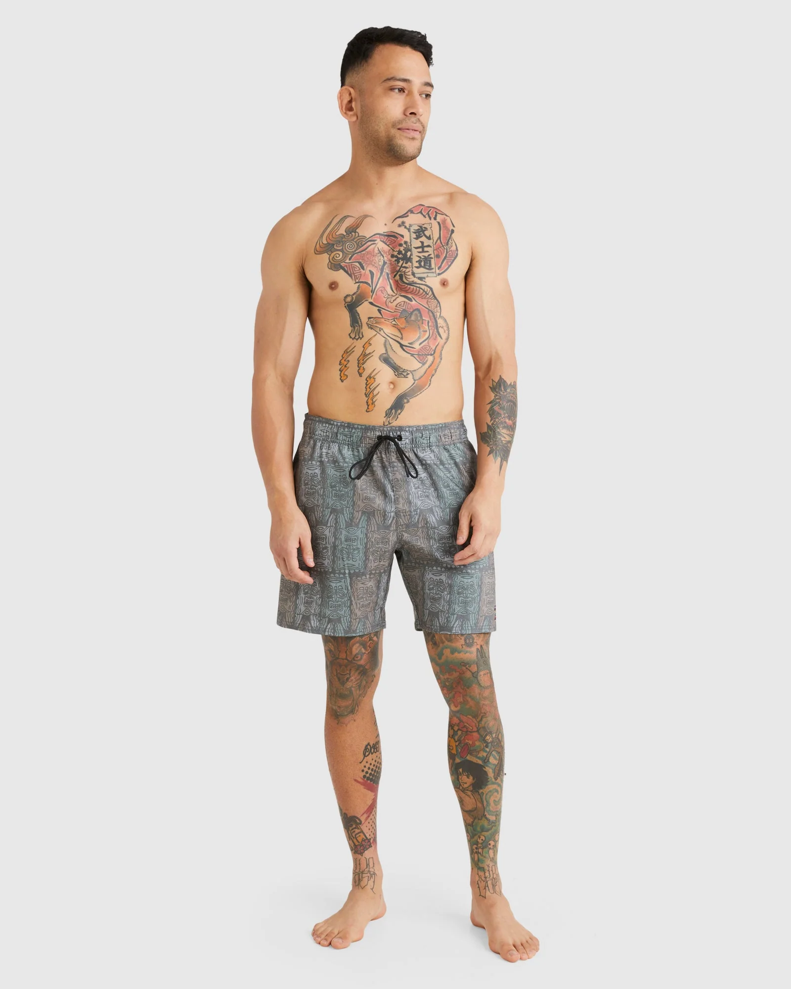 Mens Oblow Tapa 17"Elastic Boardshorts - Image 5